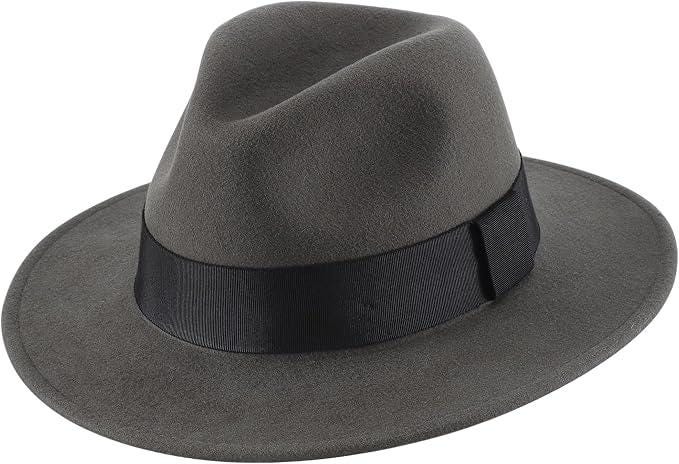 Wool Fedora Hat | Unisex Wide Brim Hat | Classic Ribbon Band - Image 12