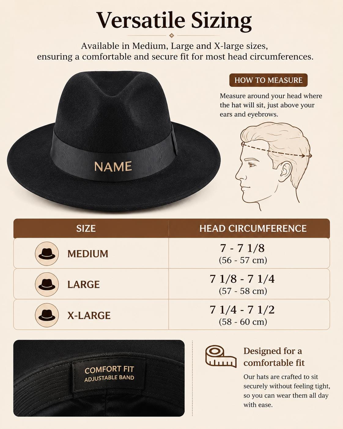 Wool Fedora Hat | Unisex Wide Brim Hat | Classic Ribbon Band - Image 6