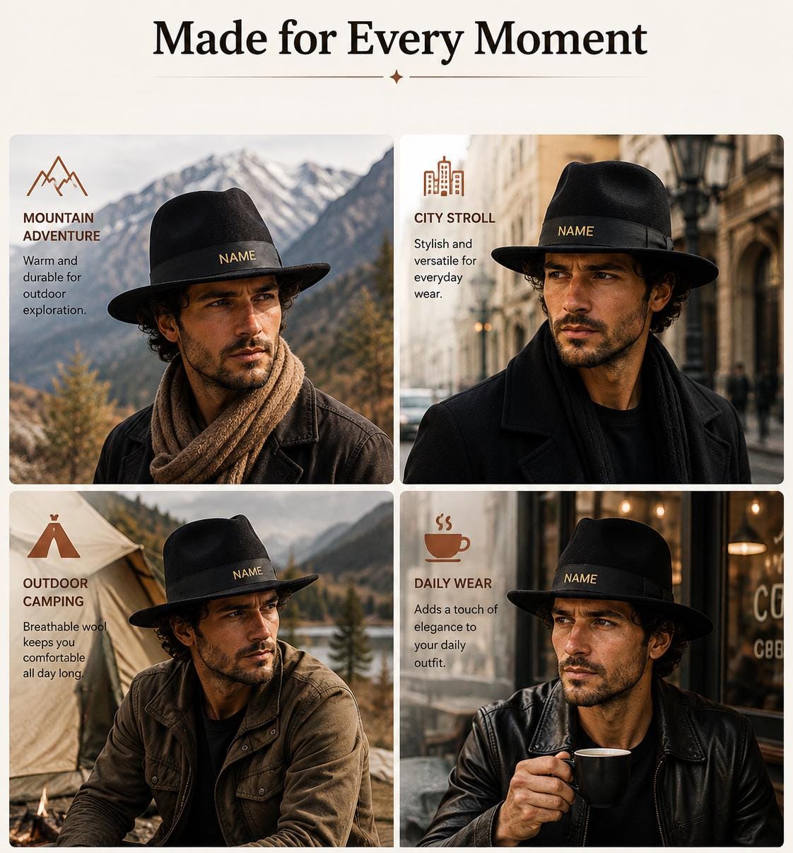 Wool Fedora Hat | Unisex Wide Brim Hat | Classic Ribbon Band - Image 5