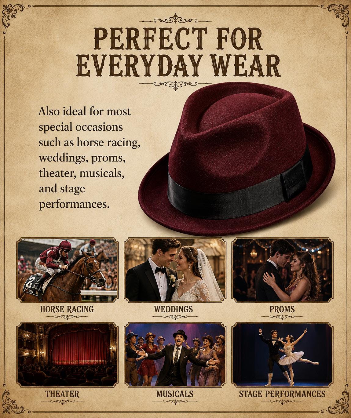 Wool Felt Fedora Hat: Pinched Crown with Grosgrain Ribbon Band - Image 8