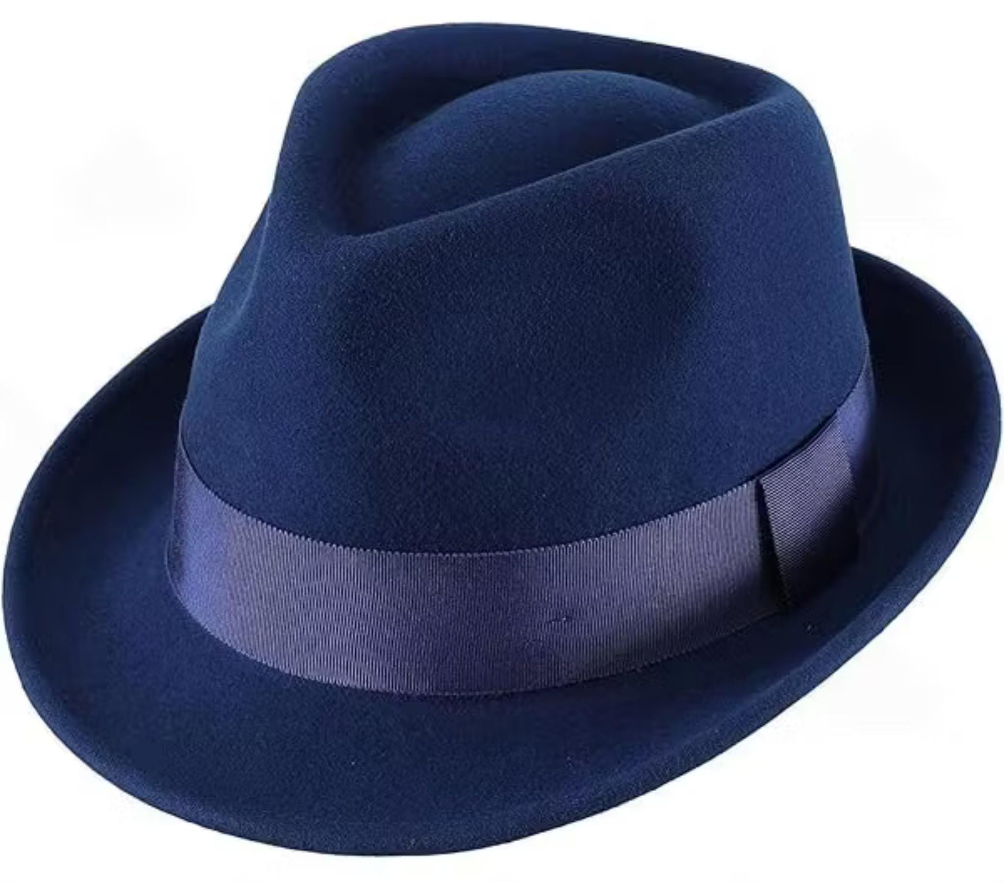 Wool Felt Fedora Hat: Pinched Crown with Grosgrain Ribbon Band - Image 15