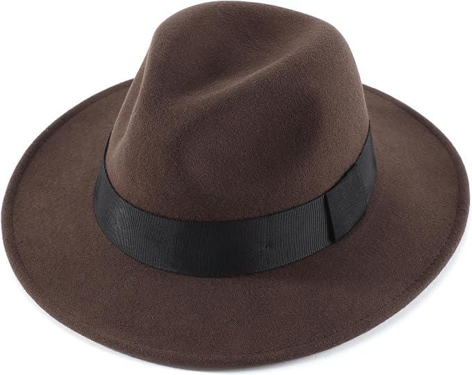 Wool Fedora Hat | Unisex Wide Brim Hat | Classic Ribbon Band - Image 11