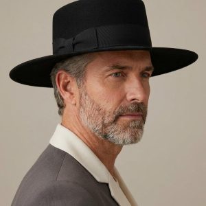 Wool Felt Bolero Hat: Wide Brim Western Style, Classic Boater Shape, 100% Wool
