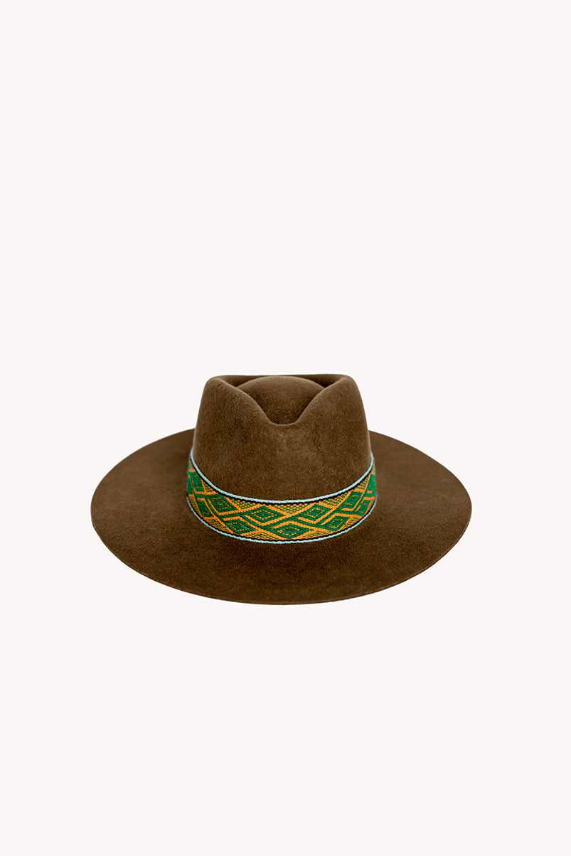 Chestnut Wool Blend Western Cowboy Brim Hat