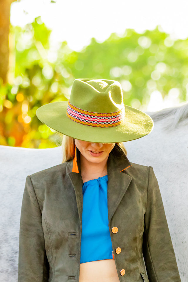 Meadow Green Alpaca Wool Blend Western Ranch Hat