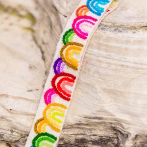 Cream Rainbow Woven Wool Hat Band