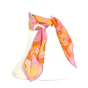 Pink Abstract Neck Scarf with Lightweight Draped Finish